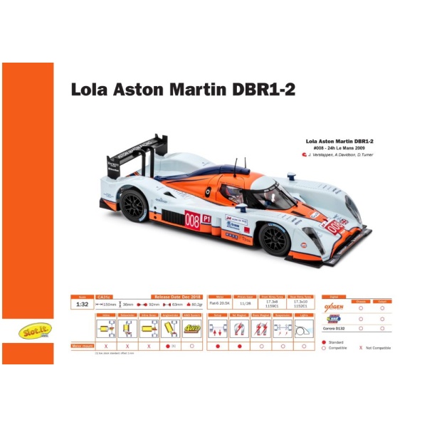 Slot.it CA31c Lola Aston Martin DBR1-2 Le Mans 2009