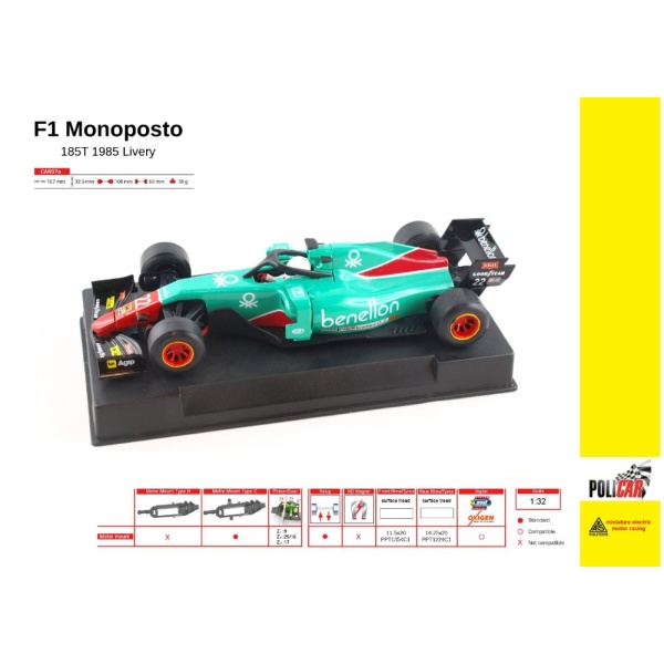 Policar CAR07a F1 Monoposto – 185T 1985 livery – Euroracing Benetton