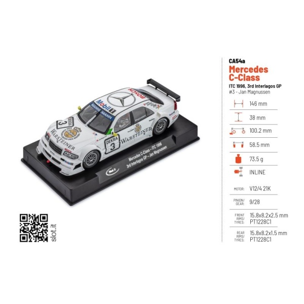 Slot.it CA54a MERCEDES C-CLASS ITC 1996 – 3rd Interlagos GP #3 – Jan Magnussen