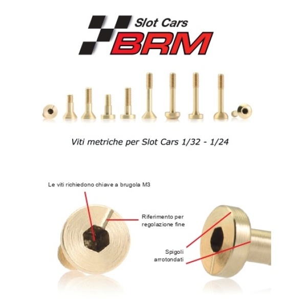 BRM S-132 A1 Viti metriche in ottone testa piatta 4.5×7.2mm SHORT (6x)