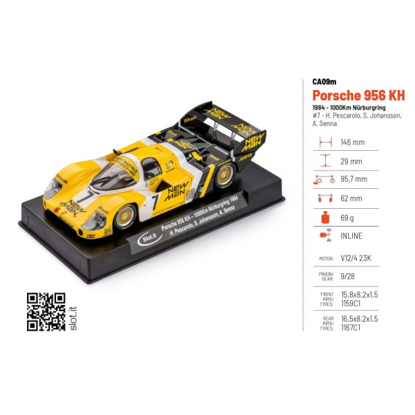 Slot.it CA09m PORSCHE 956 KH 1984 – 1000km Nürburgring / #7 – H. Pescarolo, S. Johansson, A. Senna