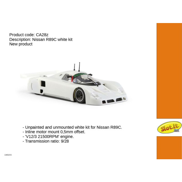 Slot.it CA28z NISSAN R89C White Kit with prepainted and preassembled parts