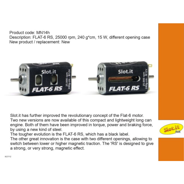 Slot.it MN14h FLAT-6 RS 24K RPM motor – 240g*cm @12V 15W – asymmetric case openings