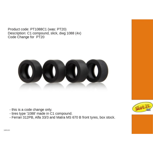 Slot.it PT1088C1 C1 compound, slick, dwg 1088 (4x) (EX PT20)