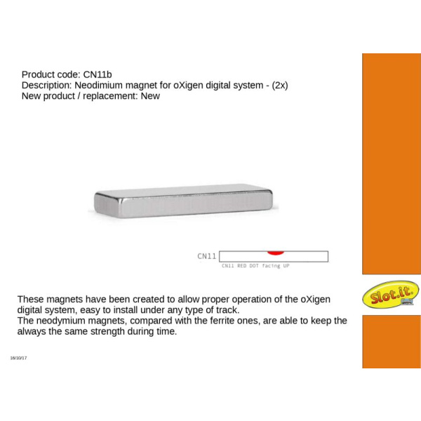 Slot.it CN11b Neodimium 25x8x4mm magnet (oXigen) – 2x