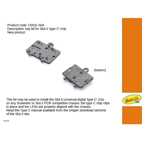 Slot.it O201c-S04 bay lid for O201c chip, Scalextric DPR compatible hatch