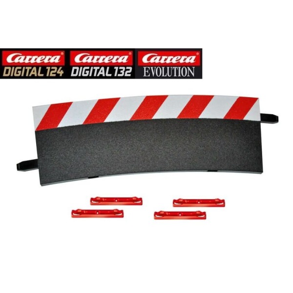 Carrera 124/132 20020580 – Cordolo esterno per curva parabolica raggio 4 15 gradi – Pezzo singolo comprensivo di clip per aggancio